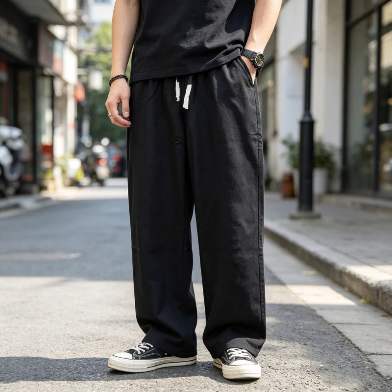 100% Cotton Men's Loose Wide Leg Pants Summer Elastic Waist Fashion Korean Streetwear Joggers Autumn Baggy Jogging Trousers Men
100% Cotton Men's Loose Wide Leg Pants Summer Elastic Waist Fashion Korean Streetwear Joggers Autumn Baggy Jogging Trousers Men