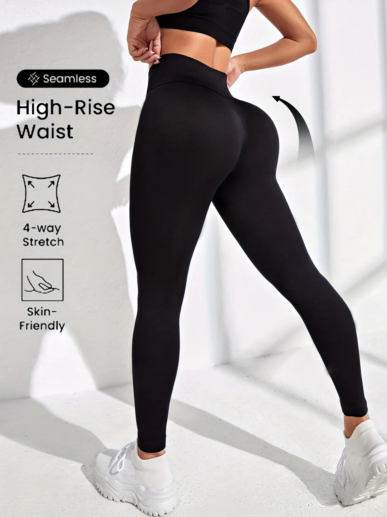 Черные леггинсы с высокой талией для женщин: эластичные, с эффектом утяжки живота, подтягивающие ягодицы, облегающие, для йоги и повседневной носки, модель B
Черные леггинсы с высокой талией для женщин: эластичные, с эффектом утяжки живота, подтягивающие ягодицы, облегающие, для йоги и повседневной носки, модель B