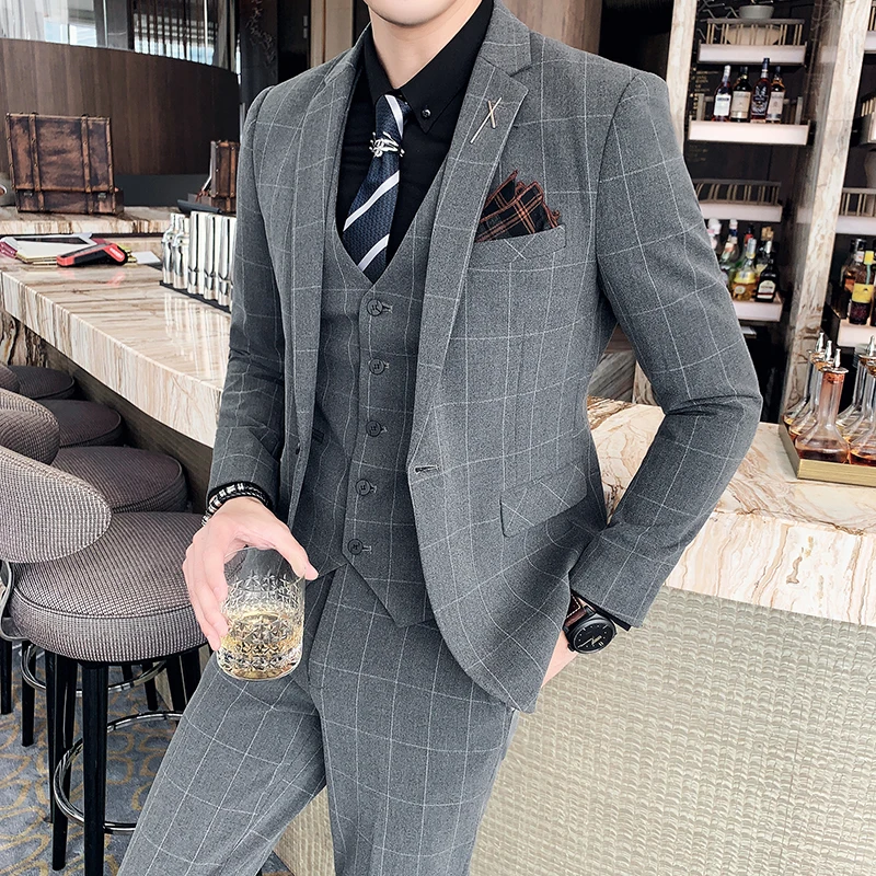 3 Pcs Suits Set (Coat+Vest+Pants) Fashion Men's Casual Boutique Business Plaid Suits Slim Formal Dress Blazers Jacket Waistcoat
3 Pcs Suits Set (Coat+Vest+Pants) Fashion Men's Casual Boutique Business Plaid Suits Slim Formal Dress Blazers Jacket Waistcoat