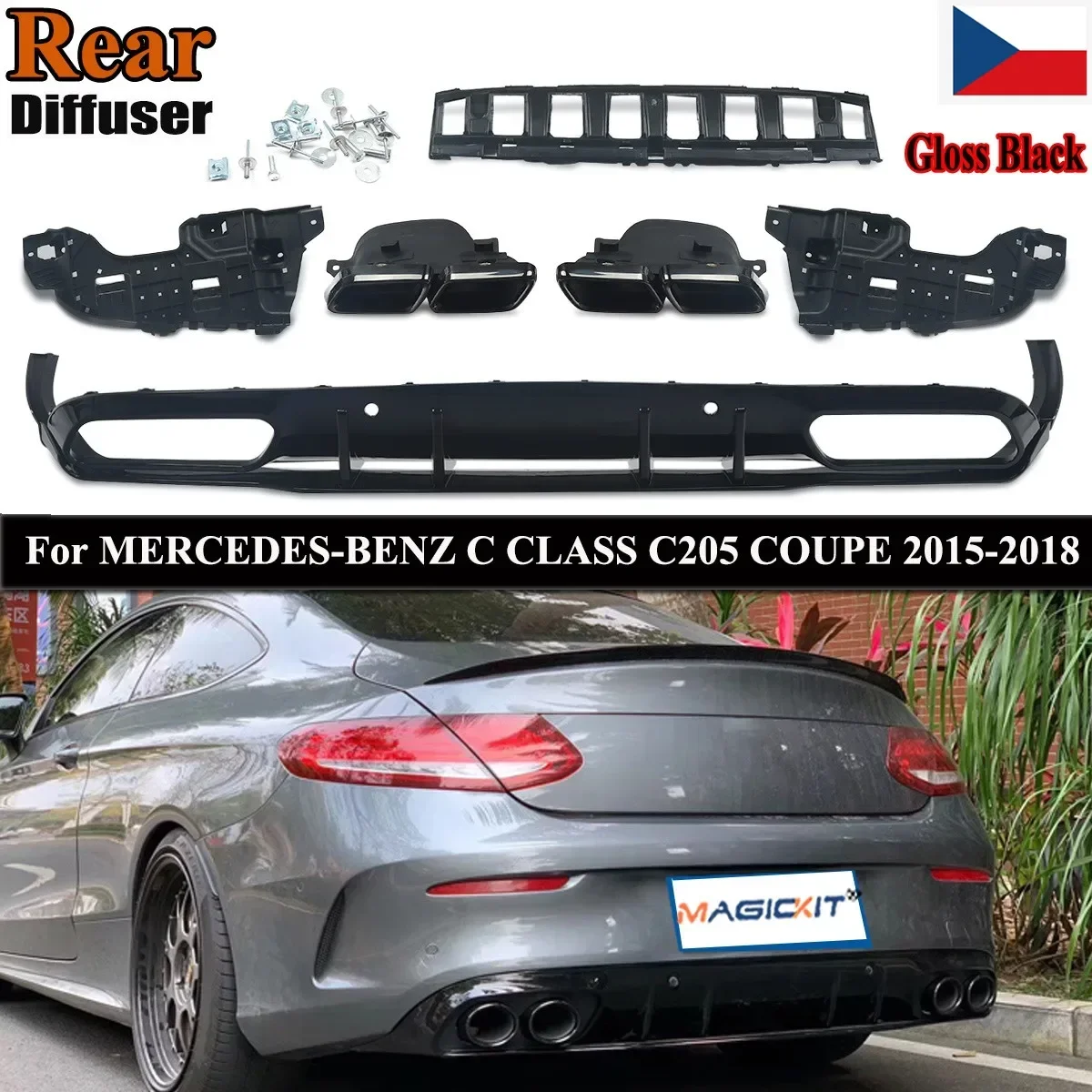 Глянцевый черный диффузор и задние трубы MagicKit для MERCEDES C CLASS A205 C205 AMG 14-18
Глянцевый черный диффузор и задние трубы MagicKit для MERCEDES C CLASS A205 C205 AMG 14-18