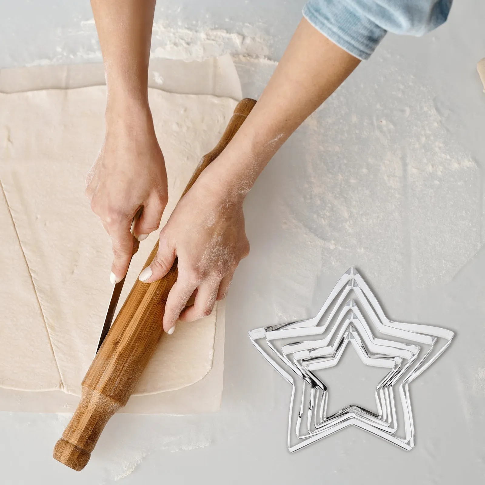 6Pcs Stainless Steel Biscuits Molds Five-Point Star Cookie Cutters DIY Baking Accessories Biscuit Making Supplies Baking Tools
6Pcs Stainless Steel Biscuits Molds Five-Point Star Cookie Cutters DIY Baking Accessories Biscuit Making Supplies Baking Tools