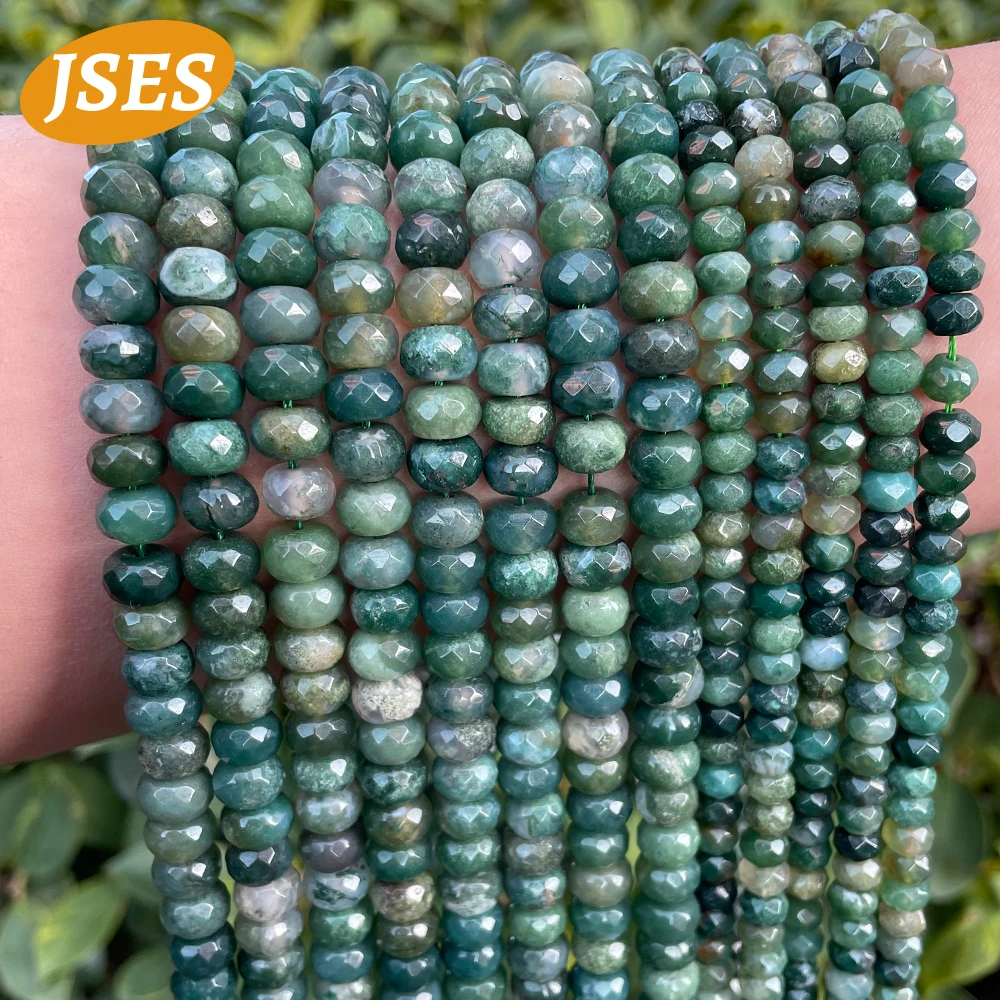 Natural Moss Agate Faceted Rondelle Loose Stone Beads for Jewelry Making 4*6mm 5*8mm Bracelet DIY Bracelet Accessories Wholesale
Natural Moss Agate Faceted Rondelle Loose Stone Beads for Jewelry Making 4*6mm 5*8mm Bracelet DIY Bracelet Accessories Wholesale