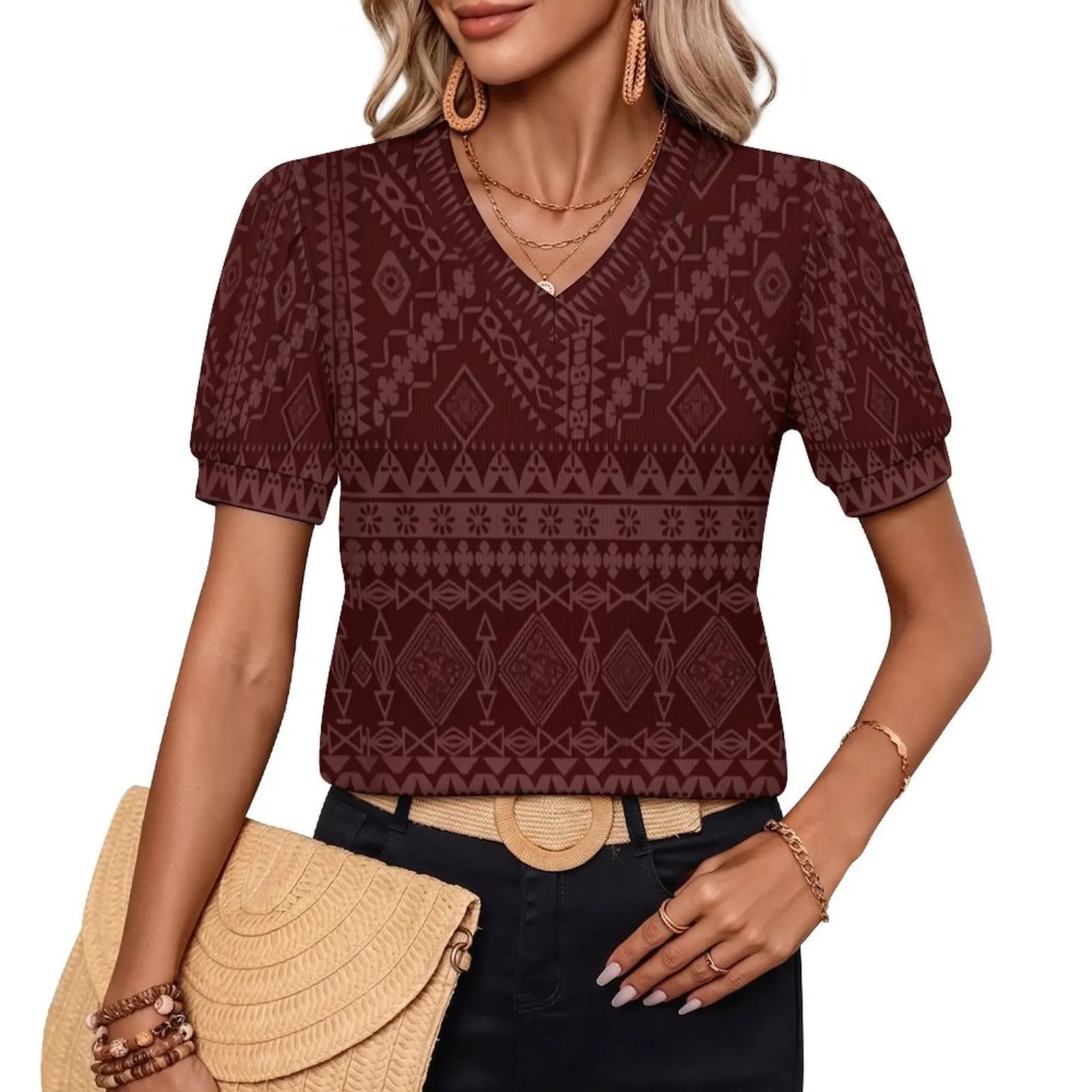 High Quality Custom Big Size Womens V-neck Casual Short Sleeve Tshirt Polynesian Island Design Summer Ladies Blouses Party T-shi
High Quality Custom Big Size Womens V-neck Casual Short Sleeve Tshirt Polynesian Island Design Summer Ladies Blouses Party T-shi