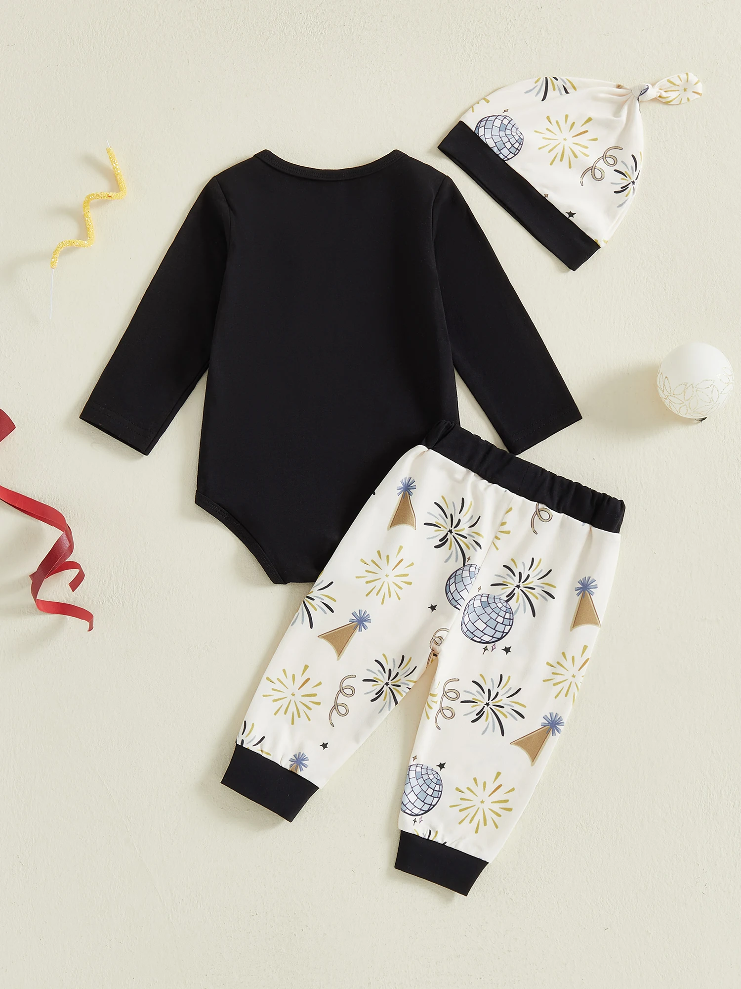 Cute Baby New Year Costume Letter Print Romper Pattern Pants and Hat 3-Piece Set for Celebrating the New Year
Cute Baby New Year Costume Letter Print Romper Pattern Pants and Hat 3-Piece Set for Celebrating the New Year