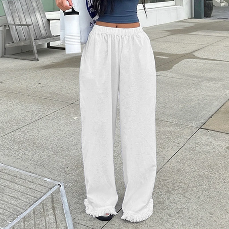 SUCHCUTE Causal White Tassel Edge Loose Pant Women Streetwear White Straight Trousers Y2k Harajuku Summer All-Match Clothes 2025
SUCHCUTE Causal White Tassel Edge Loose Pant Women Streetwear White Straight Trousers Y2k Harajuku Summer All-Match Clothes 2025