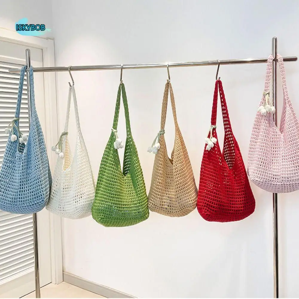 Trendy Sweet Crochet Shoulder Bag Leisure Vacation Beach Hollow Handbag Solid Color with Tulip Pendant Woven Totes Bag Travel
Trendy Sweet Crochet Shoulder Bag Leisure Vacation Beach Hollow Handbag Solid Color with Tulip Pendant Woven Totes Bag Travel