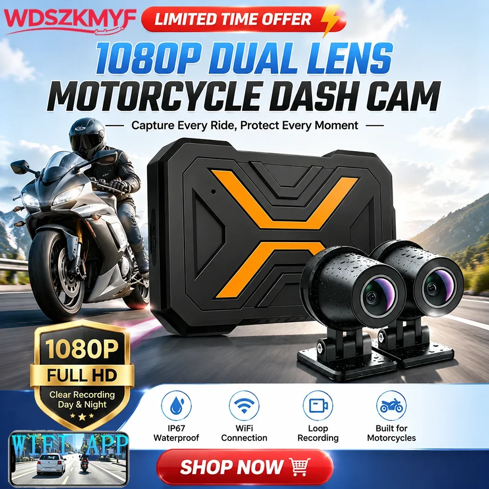 Full HD 1080P Dual Lens Motorcycle Dash Recorder IP67 Waterproof WiFi Connect Smart Anti-Shake Outdoor Sports Motorbike Dash Cam
Full HD 1080P Dual Lens Motorcycle Dash Recorder IP67 Waterproof WiFi Connect Smart Anti-Shake Outdoor Sports Motorbike Dash Cam