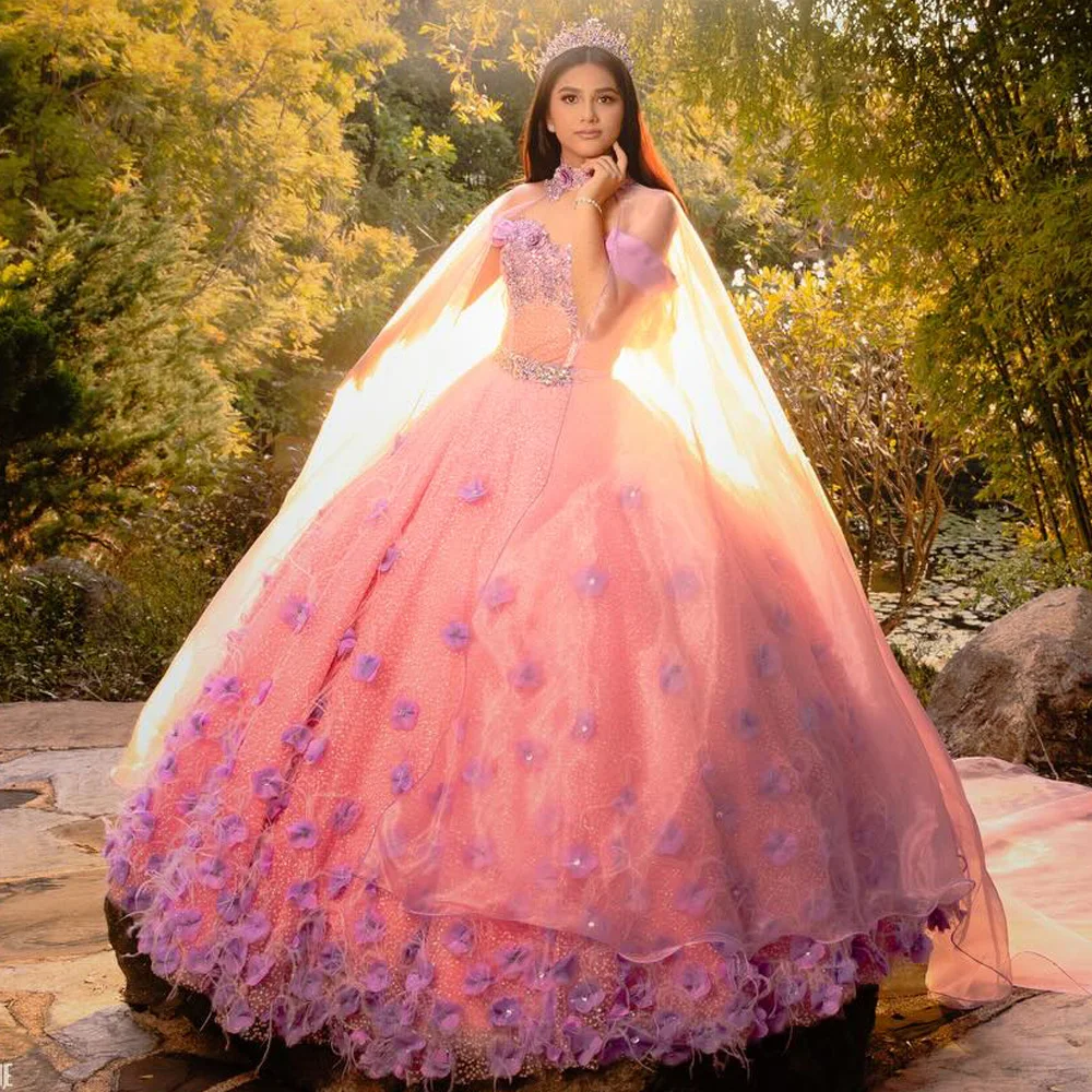 Princess Ball Gown Charming Quinceanera Dress Classic 3D Flower Appliqué Sequin With Cape Sweet 16 Dress
Princess Ball Gown Charming Quinceanera Dress Classic 3D Flower Appliqué Sequin With Cape Sweet 16 Dress