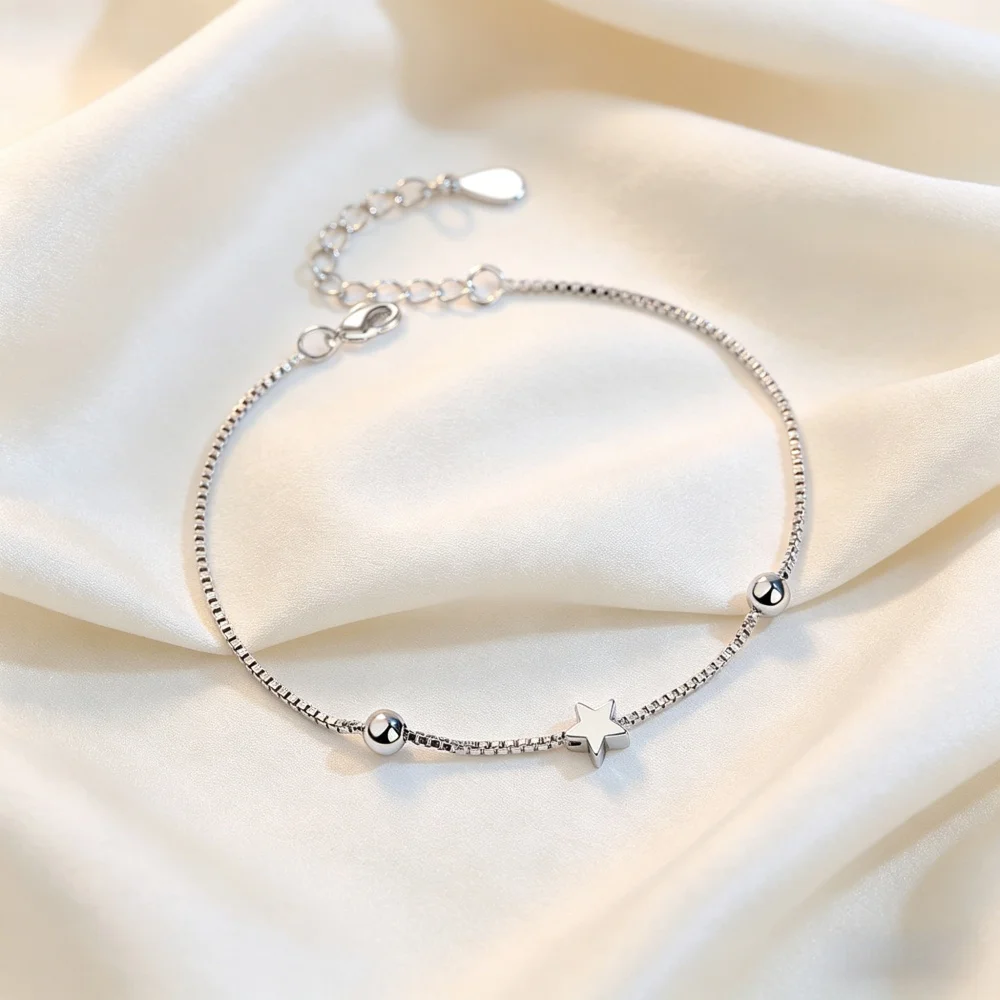 925 Sterling Silver Star Charm Bracelet for Women Adjustable Box Chain Beaded Bracelets Fashion Minimalist Jewelry Gift
925 Sterling Silver Star Charm Bracelet for Women Adjustable Box Chain Beaded Bracelets Fashion Minimalist Jewelry Gift