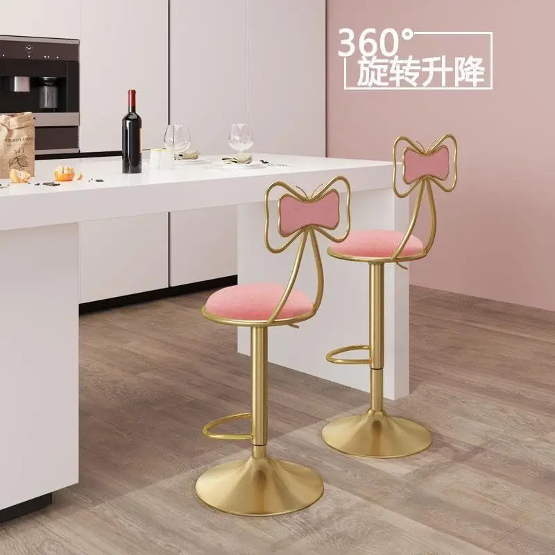 Pink Bow Back Bar Stool, Gold Frame Adjustable Swivel Bar Chair for Kitchen Island
Pink Bow Back Bar Stool, Gold Frame Adjustable Swivel Bar Chair for Kitchen Island