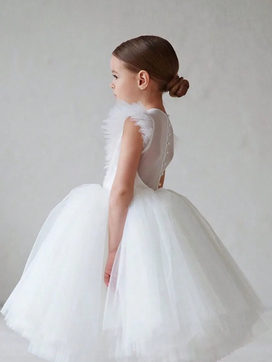 White Tulle Beaded Party Dress With Feather Detail Elegant Ball Gown For Formal Occasion
White Tulle Beaded Party Dress With Feather Detail Elegant Ball Gown For Formal Occasion