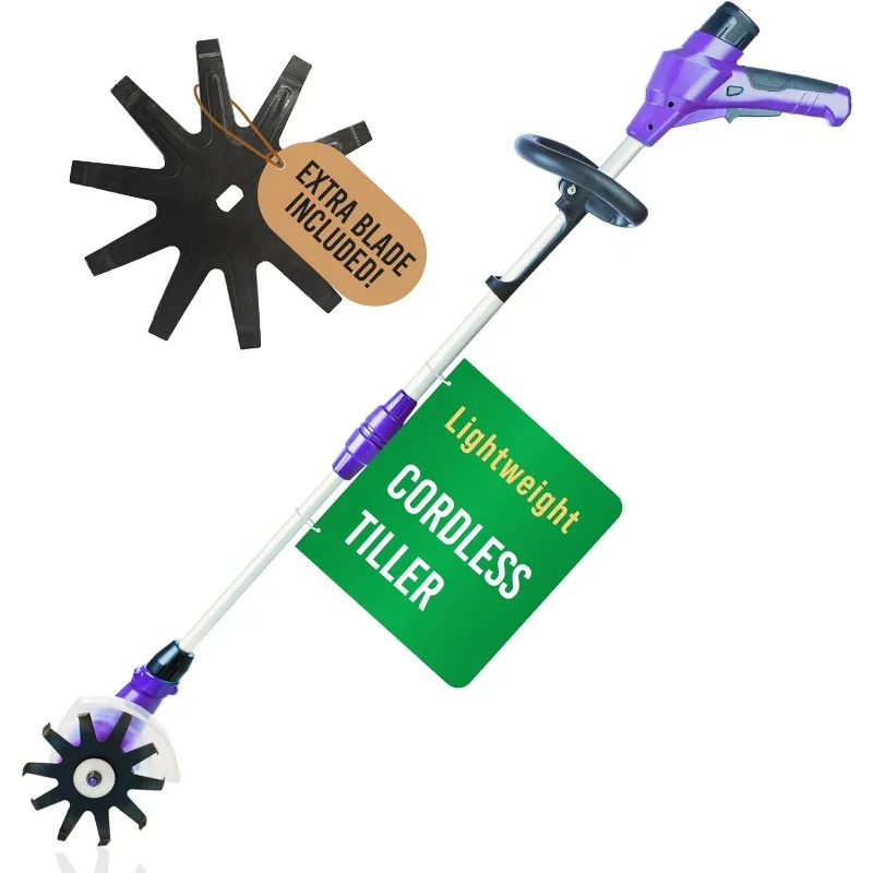 Electric Cordless Tiller Cultivator for Gardening and Planting, 6" Steel Blade, 2A 10V Rechargeable Battery and Charger
Electric Cordless Tiller Cultivator for Gardening and Planting, 6" Steel Blade, 2A 10V Rechargeable Battery and Charger