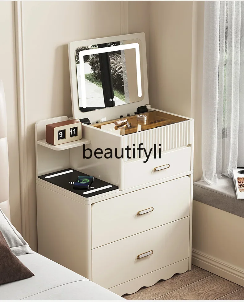 G Cream wind dresser solid wood bedside table bedroom flip cover makeup storage integrated cabinet
G Cream wind dresser solid wood bedside table bedroom flip cover makeup storage integrated cabinet