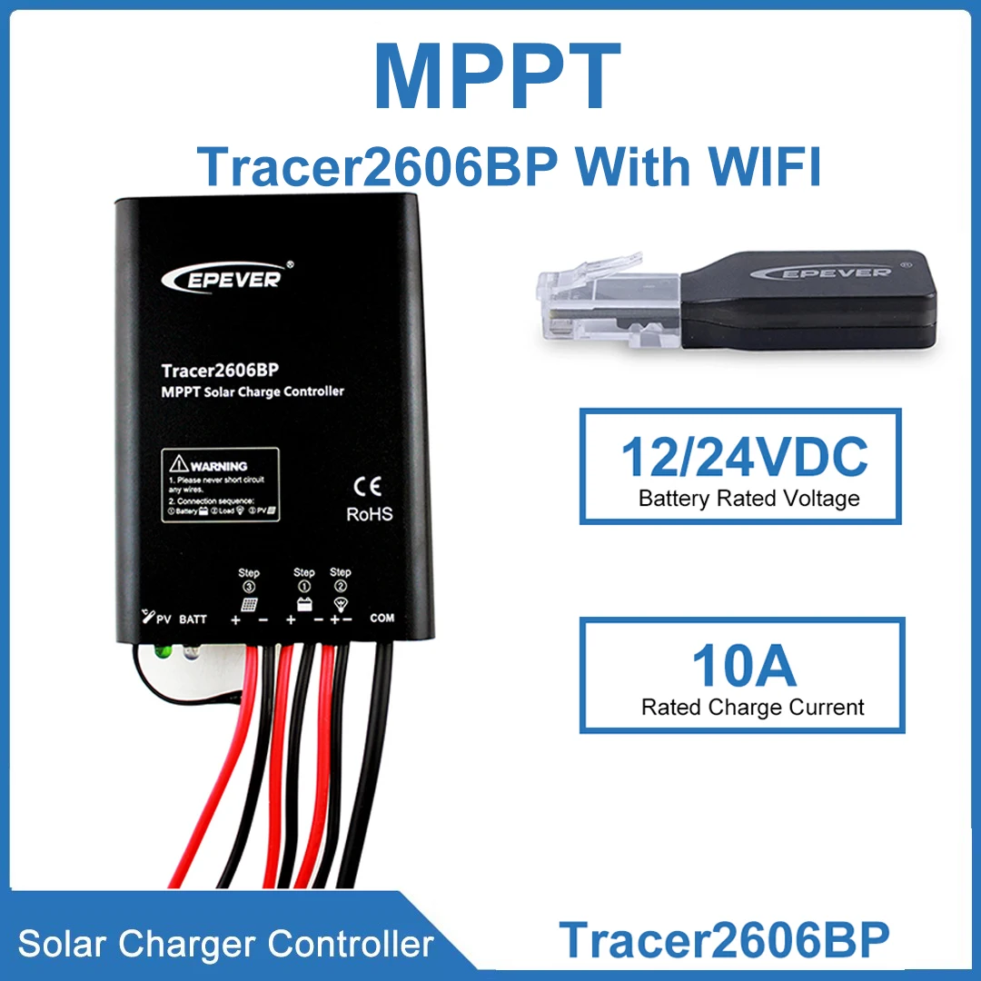 EPEVER Tracer2606BP с контроллером солнечного зарядного устройства 2,4G RJ45 D 10A, литиевая батарея принимает усовершенствованный контроллер MPPT
EPEVER Tracer2606BP с контроллером солнечного зарядного устройства 2,4G RJ45 D 10A, литиевая батарея принимает усовершенствованный контроллер MPPT