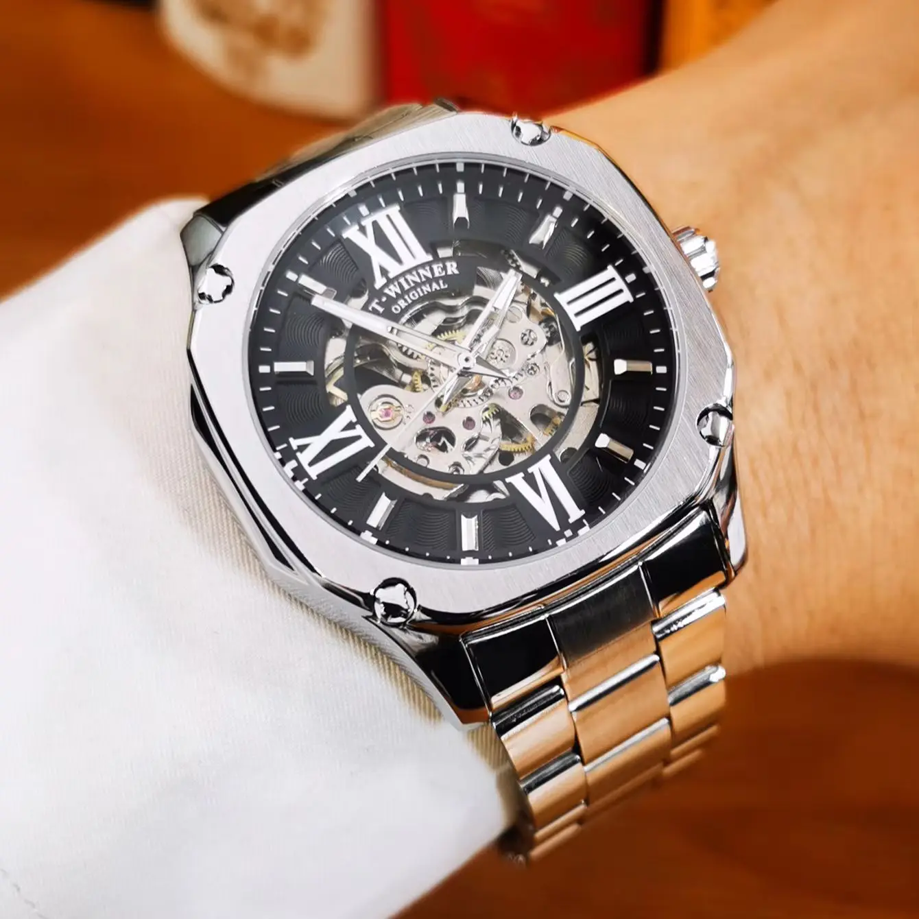 Fashion Self Winding Mechanical Watch for Men Luminous Hands Stainless Steel Strap Business Mens Watches WINNER Wristwatches New
Fashion Self Winding Mechanical Watch for Men Luminous Hands Stainless Steel Strap Business Mens Watches WINNER Wristwatches New