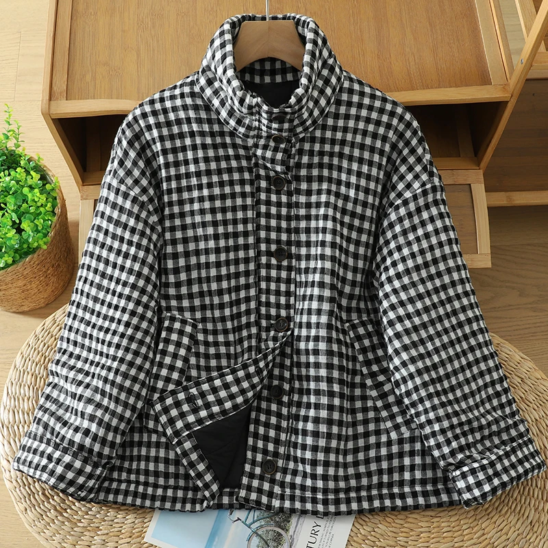 Классическая клетчатая зимняя хлопковая куртка Jaet ort с воротником-стойкой, женская одежда Thiened Long Sve Straight Cut Sle
Классическая клетчатая зимняя хлопковая куртка Jaet ort с воротником-стойкой, женская одежда Thiened Long Sve Straight Cut Sle