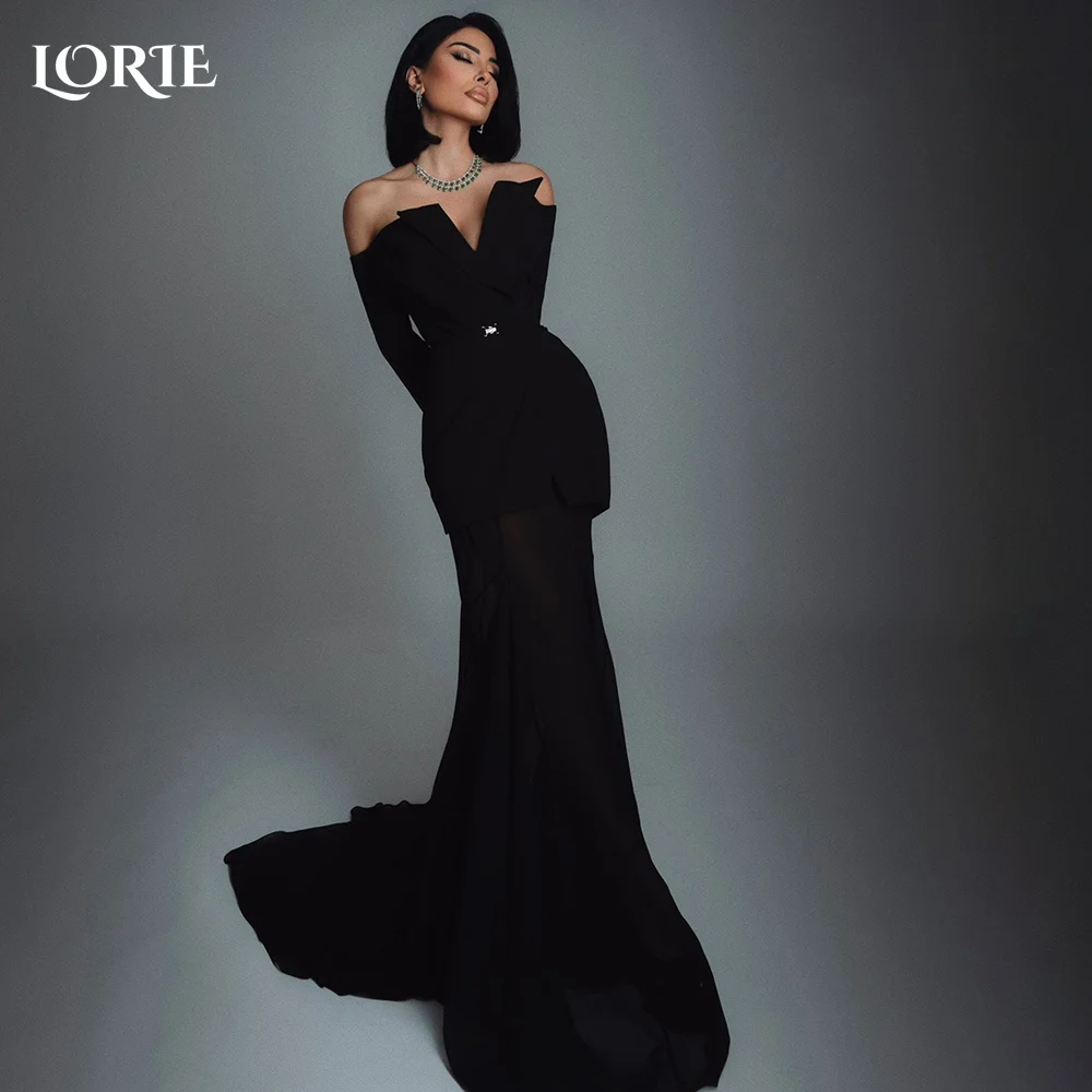 LORIE Black Mermaid Formal Evening Dresses Elegant Off Shoulder Long Sleeve Bobycon Arabia Prom Gown Party Dresses Customized
LORIE Black Mermaid Formal Evening Dresses Elegant Off Shoulder Long Sleeve Bobycon Arabia Prom Gown Party Dresses Customized