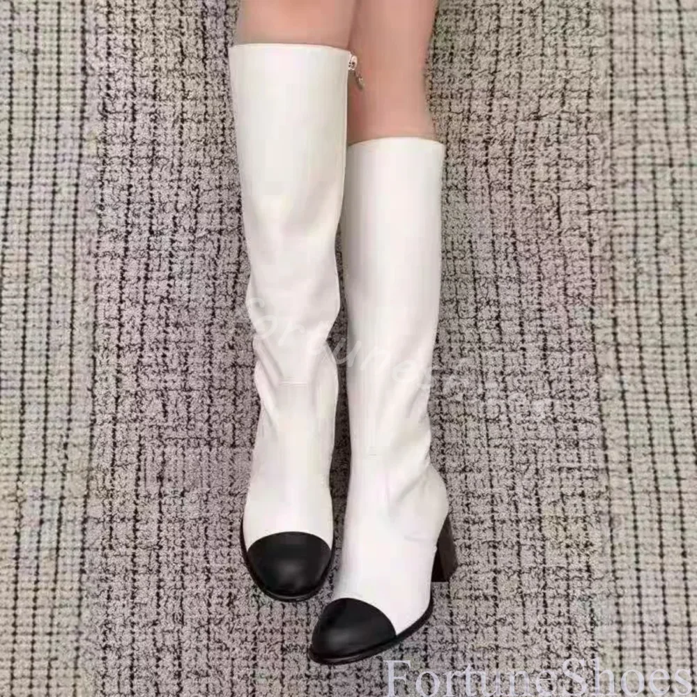 Chunky Heel Black Round Toe Zipper Long Boots Women Classic Mixed Colors Leather Knee High Boots Luxury Designer Fashion Boots
Chunky Heel Black Round Toe Zipper Long Boots Women Classic Mixed Colors Leather Knee High Boots Luxury Designer Fashion Boots