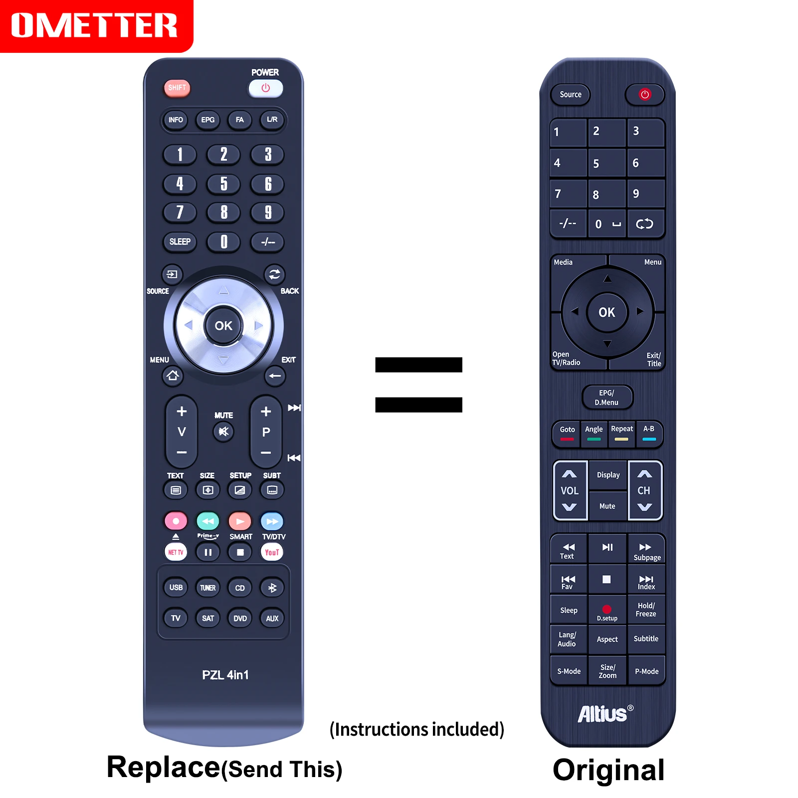 Replace Remote Control For ALTIUS TD Systems A-240FDV S A-185HDV A-240FDF A-320F A-400F K42DLT1F
Replace Remote Control For ALTIUS TD Systems A-240FDV S A-185HDV A-240FDF A-320F A-400F K42DLT1F