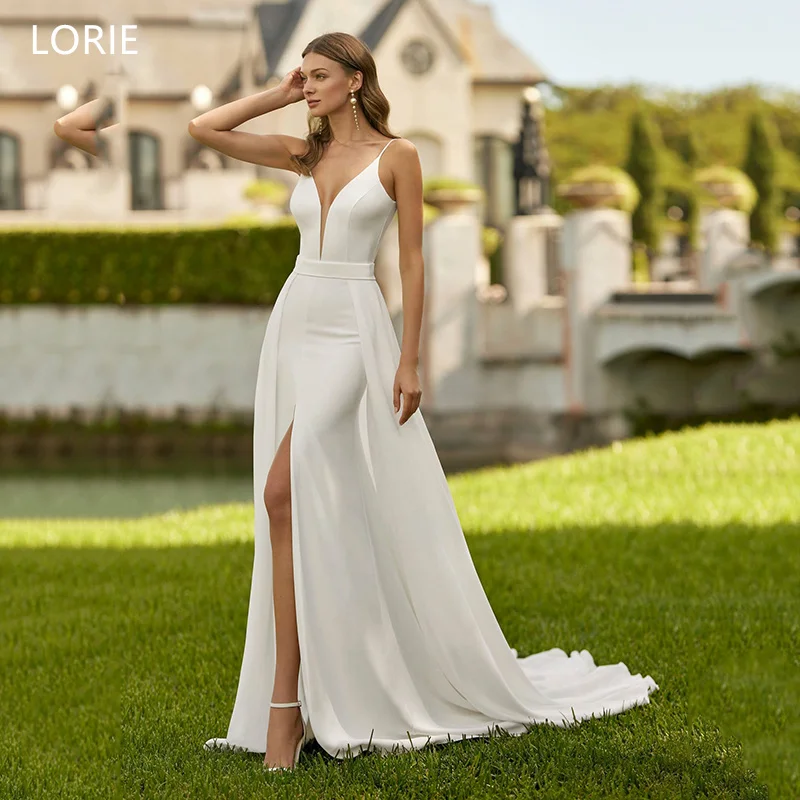 LORIE Elegant V- Neck Wedding Dresses Mermaid Spaghetti Straps Backless Bride Prom Gown Sweep Train Bridal Gowns Customized
LORIE Elegant V- Neck Wedding Dresses Mermaid Spaghetti Straps Backless Bride Prom Gown Sweep Train Bridal Gowns Customized