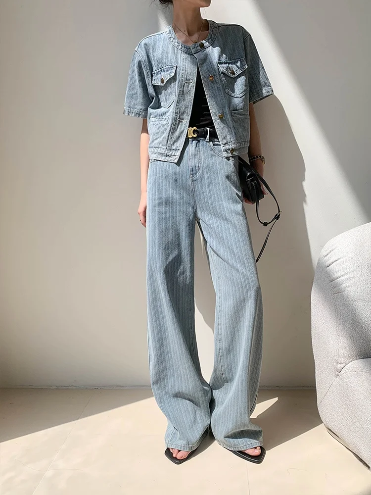 JWUNIQUE Blue Washed Denim Jeans Women's High Waist Wide Leg Floor Length Pants Spring Summer Long Trousers Natural Waist
JWUNIQUE Blue Washed Denim Jeans Women's High Waist Wide Leg Floor Length Pants Spring Summer Long Trousers Natural Waist