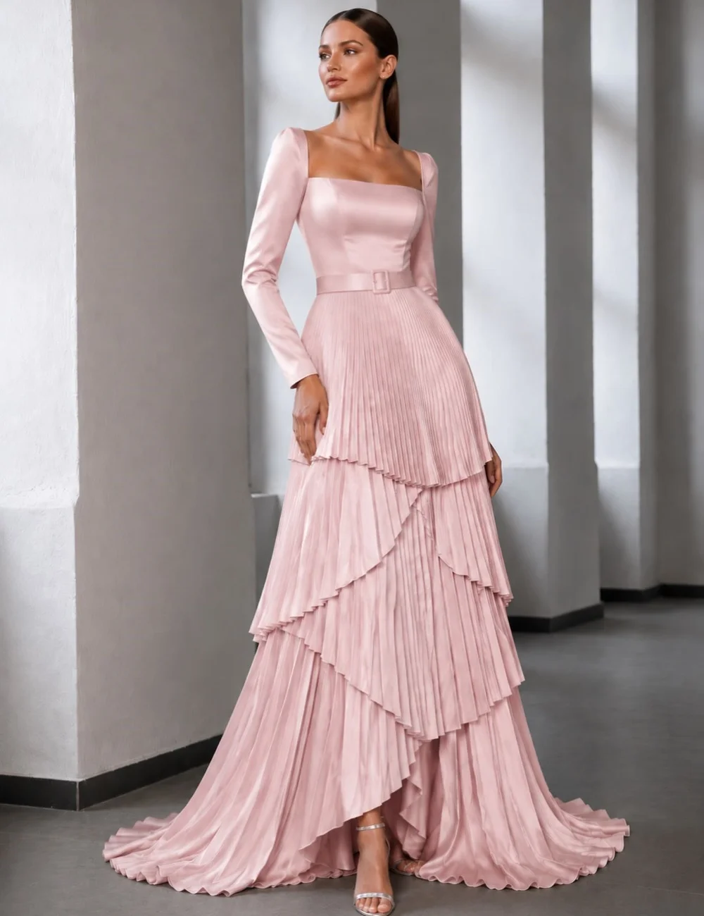Customized Pink Modest Intricate Pleat Draped Sash A-line Square Neck Floor-Length Evening Dresses For Birthday Party Fashion
Customized Pink Modest Intricate Pleat Draped Sash A-line Square Neck Floor-Length Evening Dresses For Birthday Party Fashion