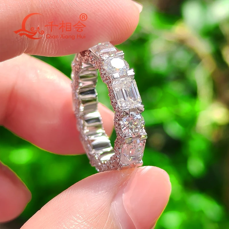 4mm round 5*4mm emerald shape Sterling 925 Silver Eternity Moissanite Ring women Diamonds Male fine Jewelry gift wedding dating
4mm round 5*4mm emerald shape Sterling 925 Silver Eternity Moissanite Ring women Diamonds Male fine Jewelry gift wedding dating
