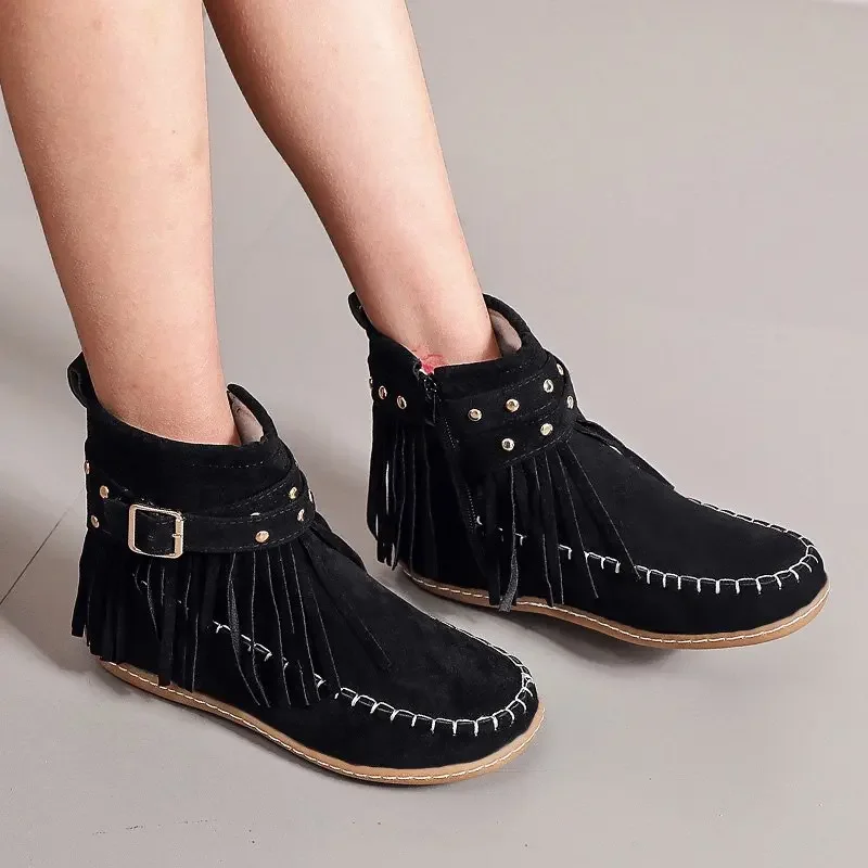 Women's Boots Spring Autumn Retro Suede Tassels Design Flat Heel Booties Fashion Round Head Soft Bottom Leisure Fashion Boots
Women's Boots Spring Autumn Retro Suede Tassels Design Flat Heel Booties Fashion Round Head Soft Bottom Leisure Fashion Boots
