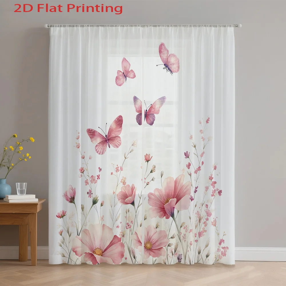 2D FLAT 2pcs Sheer Curtains Butterfly Flower Garden Pattern Print Rod Pocket Window Drapes, Filtering Panels for Bedroom Living
2D FLAT 2pcs Sheer Curtains Butterfly Flower Garden Pattern Print Rod Pocket Window Drapes, Filtering Panels for Bedroom Living