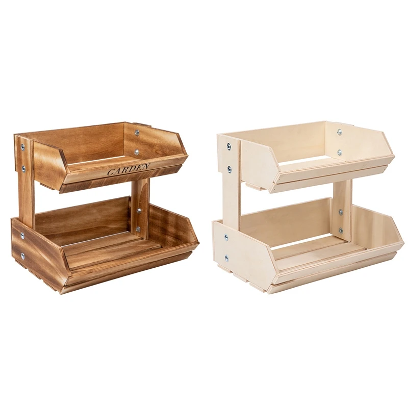 2-Tier Wooden Fruit Basket,Multipurpose Kitchen Storage For Vegetables, Bread,Rustic Vintage Style Food Container
2-Tier Wooden Fruit Basket,Multipurpose Kitchen Storage For Vegetables, Bread,Rustic Vintage Style Food Container