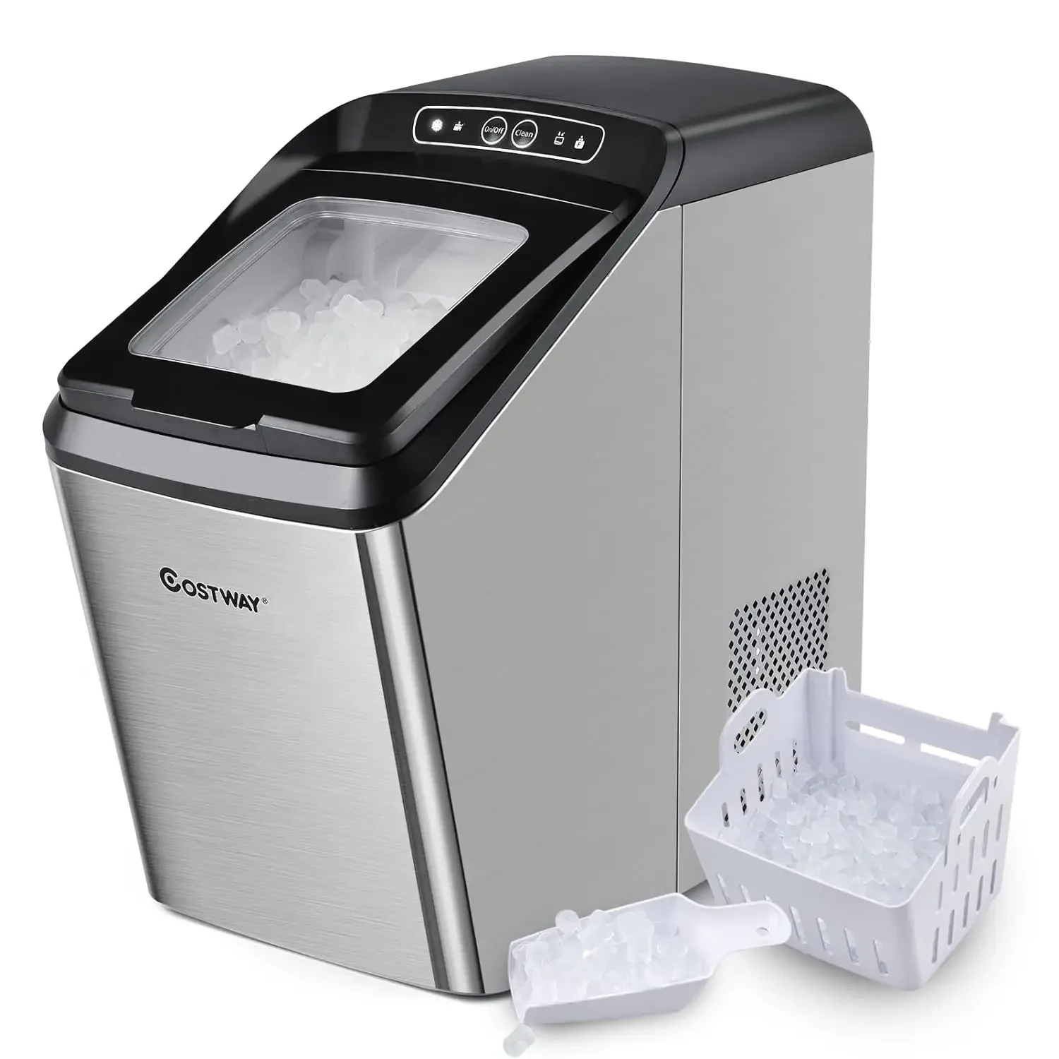 COSTWAY Nugget Ice Maker for Countertop, 29 Lbs/24H Portable and Compact Ice Machine with Self-Cleaning,
COSTWAY Nugget Ice Maker for Countertop, 29 Lbs/24H Portable and Compact Ice Machine with Self-Cleaning,