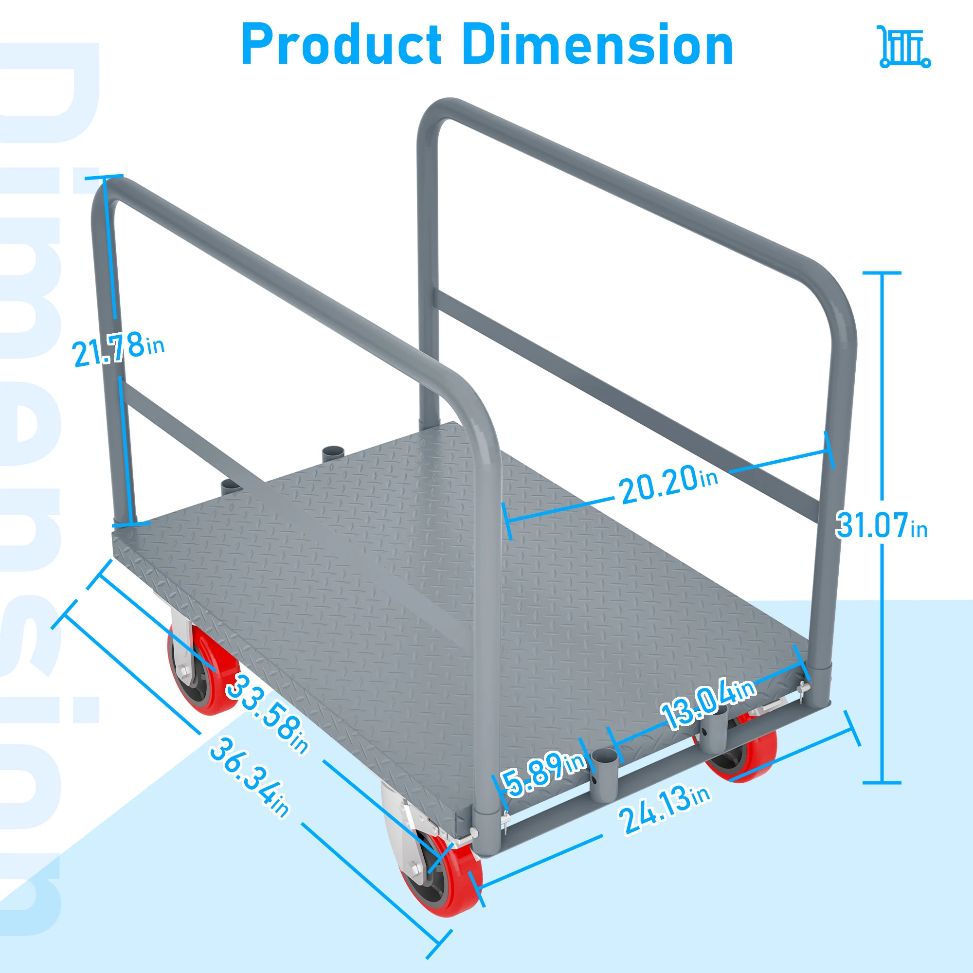Steel Panel Truck, Heavy Duty Drywall Cart Lumber Cart Platform Truck Flat Cart, 2000lbs, 6" Swivel Brake Casters, with 1Front
Steel Panel Truck, Heavy Duty Drywall Cart Lumber Cart Platform Truck Flat Cart, 2000lbs, 6" Swivel Brake Casters, with 1Front