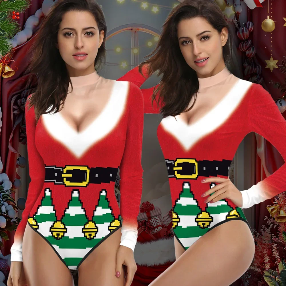 Sexy Bodysuit Women Red Santa Claus Printed Costumes Long Sleeve Swimwear Xmas Party One Piece Swimsuits Christmas Zentai
Sexy Bodysuit Women Red Santa Claus Printed Costumes Long Sleeve Swimwear Xmas Party One Piece Swimsuits Christmas Zentai