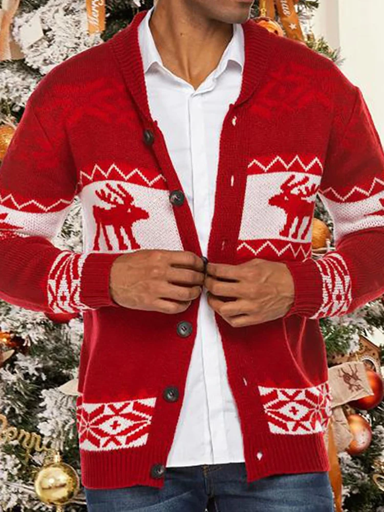 Men Sweaters Christmas Printed Long Sleeve Turn-Down Collar Daily Style Loungewear Simple Male Cardigans Streetwear Dropshipping
Men Sweaters Christmas Printed Long Sleeve Turn-Down Collar Daily Style Loungewear Simple Male Cardigans Streetwear Dropshipping