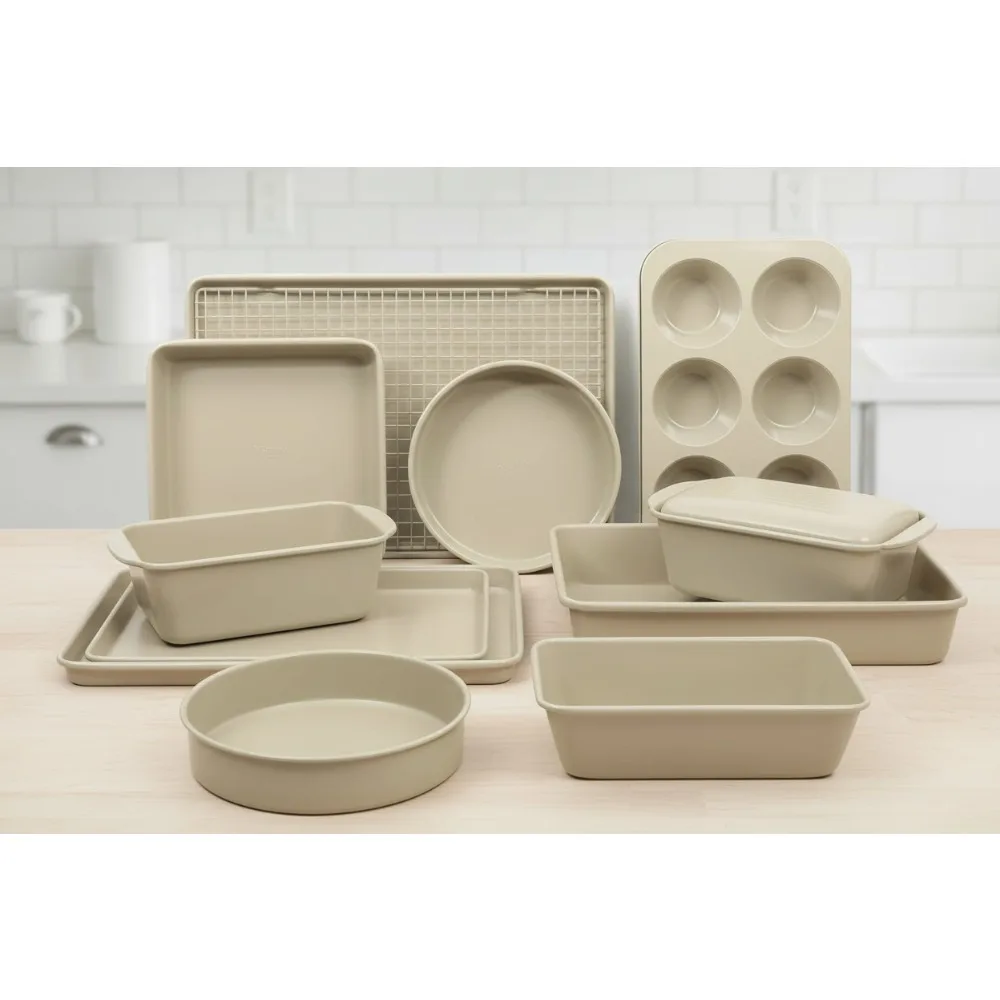 10-Piece Ceramic Baking Pans Set, Non-Toxic Non-Stick Bakeware for Home Bakers, Oven Safe 450°F
10-Piece Ceramic Baking Pans Set, Non-Toxic Non-Stick Bakeware for Home Bakers, Oven Safe 450°F