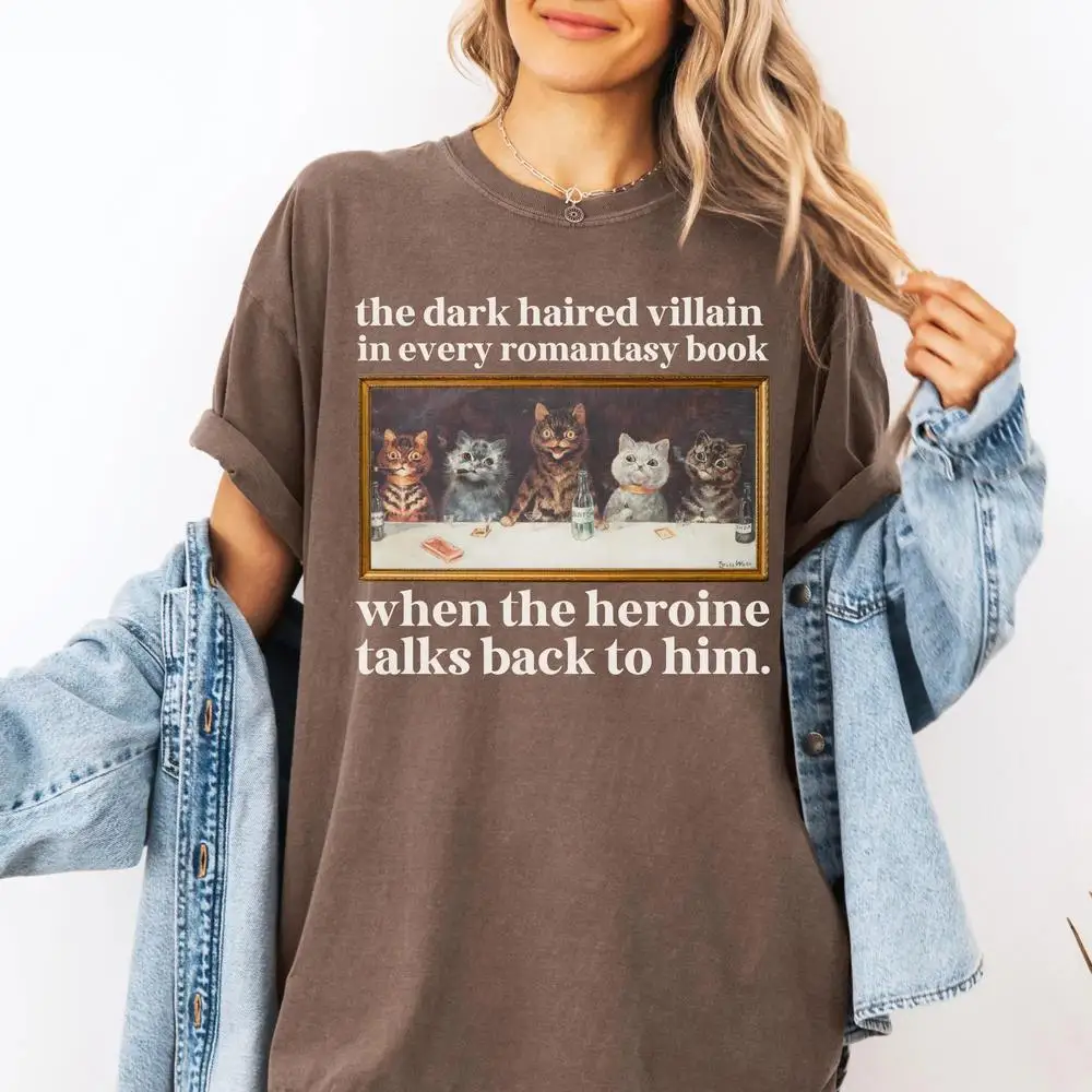 Women Cotton T Shirt Romantasy Villain Lover Tee Shirt for Cat Mom or Cat Dad Funny Saying Bookworm T-shirt for Romance Reader
Women Cotton T Shirt Romantasy Villain Lover Tee Shirt for Cat Mom or Cat Dad Funny Saying Bookworm T-shirt for Romance Reader