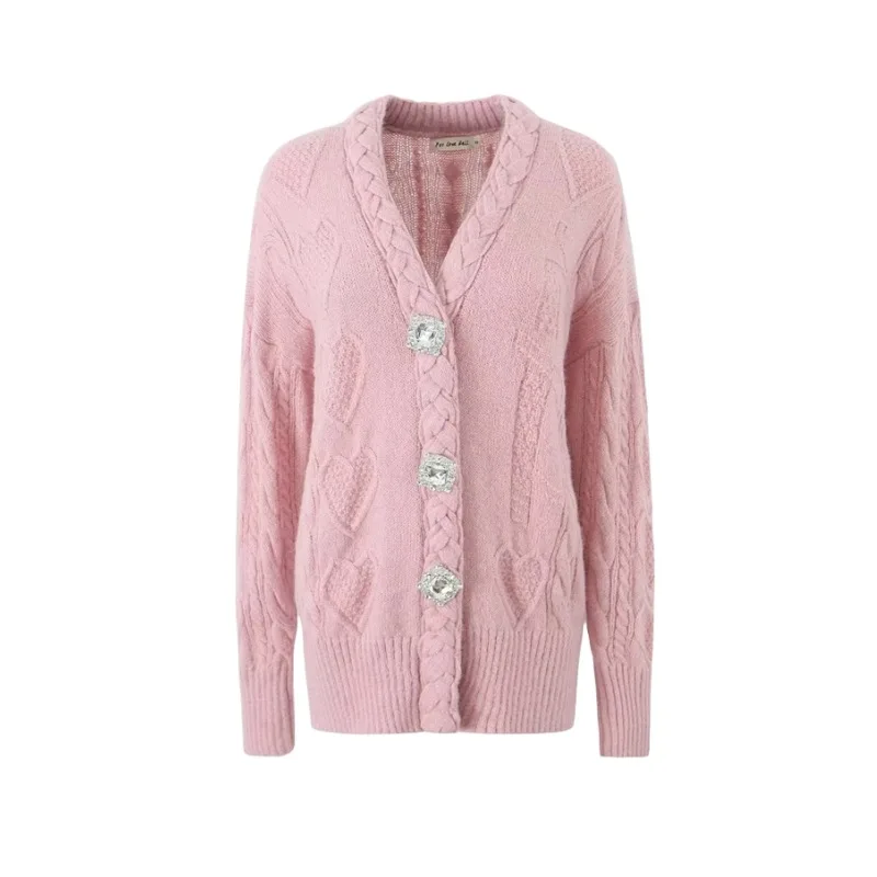 Women's V-Neck Single-Breasted Long-Sleeved Knitted Coat Mid-Length Loose Fit Thickened Sweater for Autumn And Winter
Women's V-Neck Single-Breasted Long-Sleeved Knitted Coat Mid-Length Loose Fit Thickened Sweater for Autumn And Winter