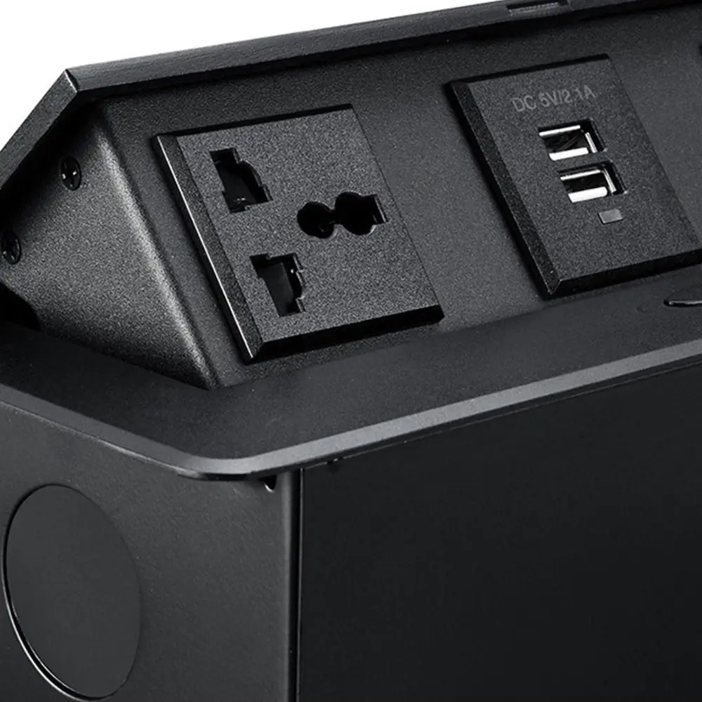 Metal Panel Table Top Recess Outlet Embedded Three-Hole Desktop Plug-In Adapter Multi-Functional with 2 USB Port Hidden Table