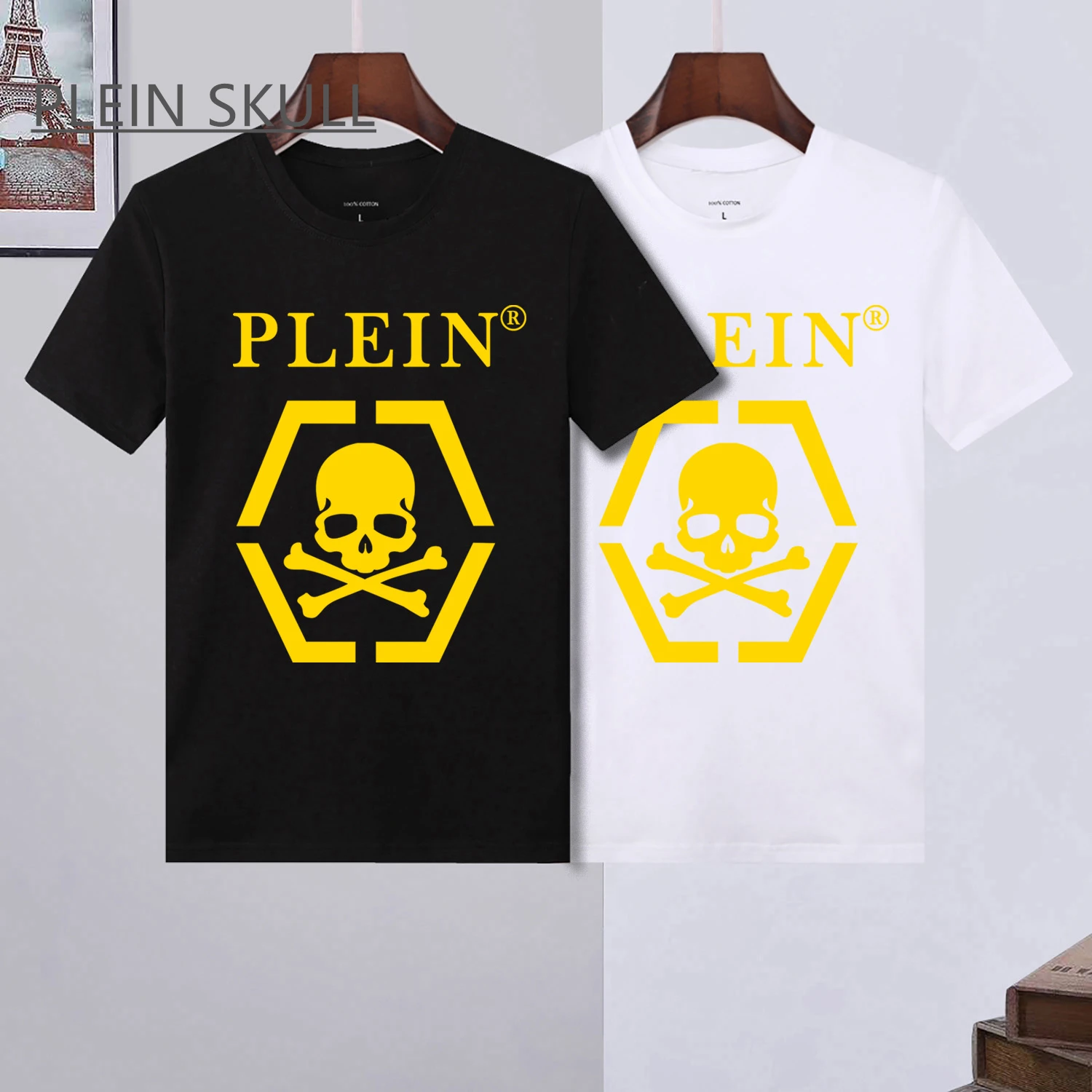 PLEIN SKULL Summer Skull Print Punk T-shirt Men and Women Outdoor Street Sports Round Neck Shirt Classic Loose Tee Top
PLEIN SKULL Summer Skull Print Punk T-shirt Men and Women Outdoor Street Sports Round Neck Shirt Classic Loose Tee Top
