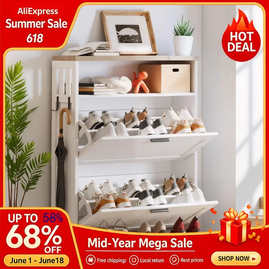 Shoe Cabinet Storage Hidden Shoes Storage Cabinet with 2 Rattan Flip Drawers, Shoes Cabinet with Adjustable Shelve, Custom
Shoe Cabinet Storage Hidden Shoes Storage Cabinet with 2 Rattan Flip Drawers, Shoes Cabinet with Adjustable Shelve, Custom