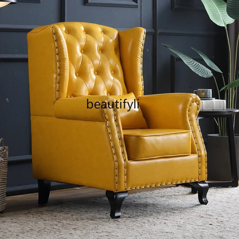 American, living room single sofa, simple European leather sofa, high back chair, pedal combination
American, living room single sofa, simple European leather sofa, high back chair, pedal combination