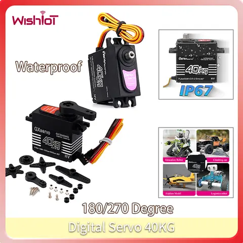 40KG High Torque Digital Servo Steel Gear Iron Core Motor 180/270 Degree Angle Controllable 5.0-7.4V for RC Car Robot DIY Toys