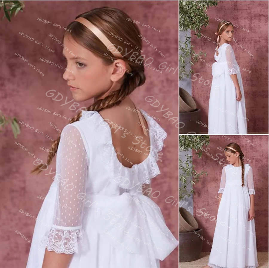 Customized Lace Flower Girl Dresses for Wedding Party Kids White Princess Communion Dress Half Sleeve Floor Length Pageant Gown
Customized Lace Flower Girl Dresses for Wedding Party Kids White Princess Communion Dress Half Sleeve Floor Length Pageant Gown