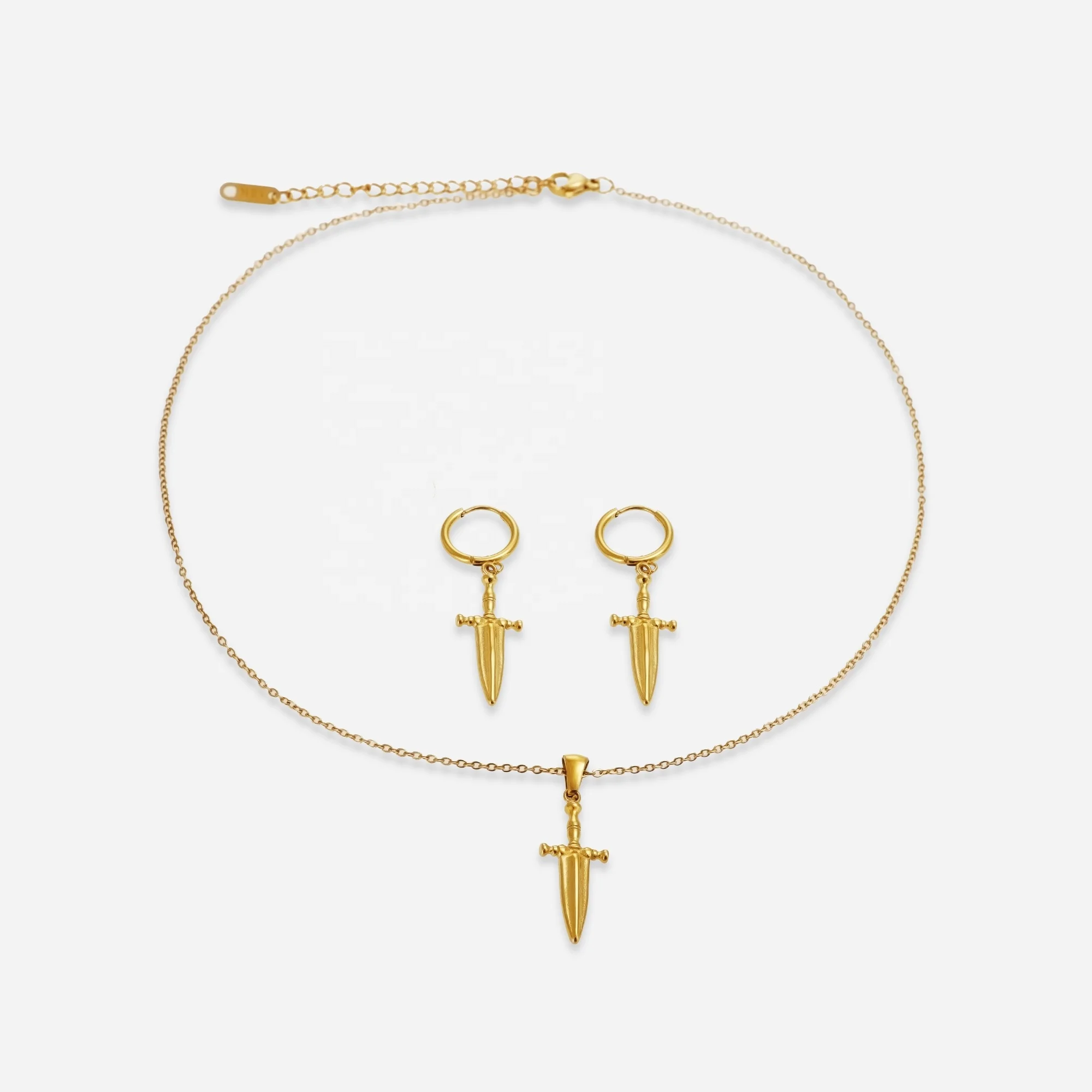 DASEIN Summer New 18k Gold Plated Cross Sword Necklace Earrings Tarnish Free Stainless Steel Designer Jewelry Set for Dancer
DASEIN Summer New 18k Gold Plated Cross Sword Necklace Earrings Tarnish Free Stainless Steel Designer Jewelry Set for Dancer