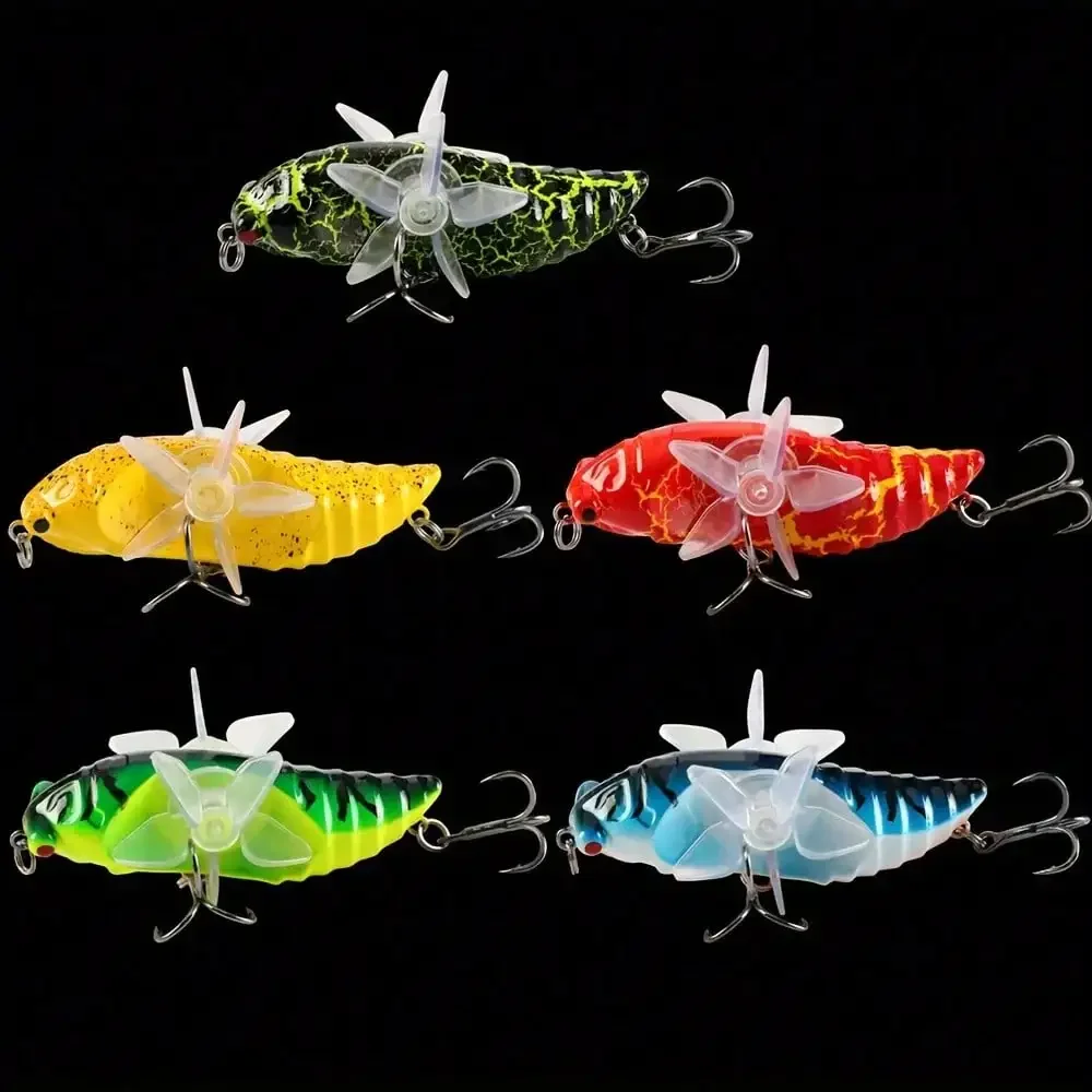 5pcs Artificial Cicada Fishing Hard Lures With Rotating Lure Freshwater River Lake Streams Perch Bass Catfish Trout Pike
5pcs Artificial Cicada Fishing Hard Lures With Rotating Lure Freshwater River Lake Streams Perch Bass Catfish Trout Pike