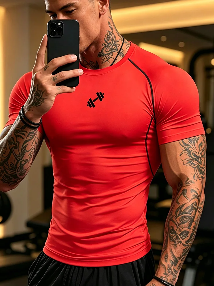 Men's gym sports top for light running and fitness quick-drying T-shirt short-sleeved, showing shoulder width training suit-J44
Men's gym sports top for light running and fitness quick-drying T-shirt short-sleeved, showing shoulder width training suit-J44
