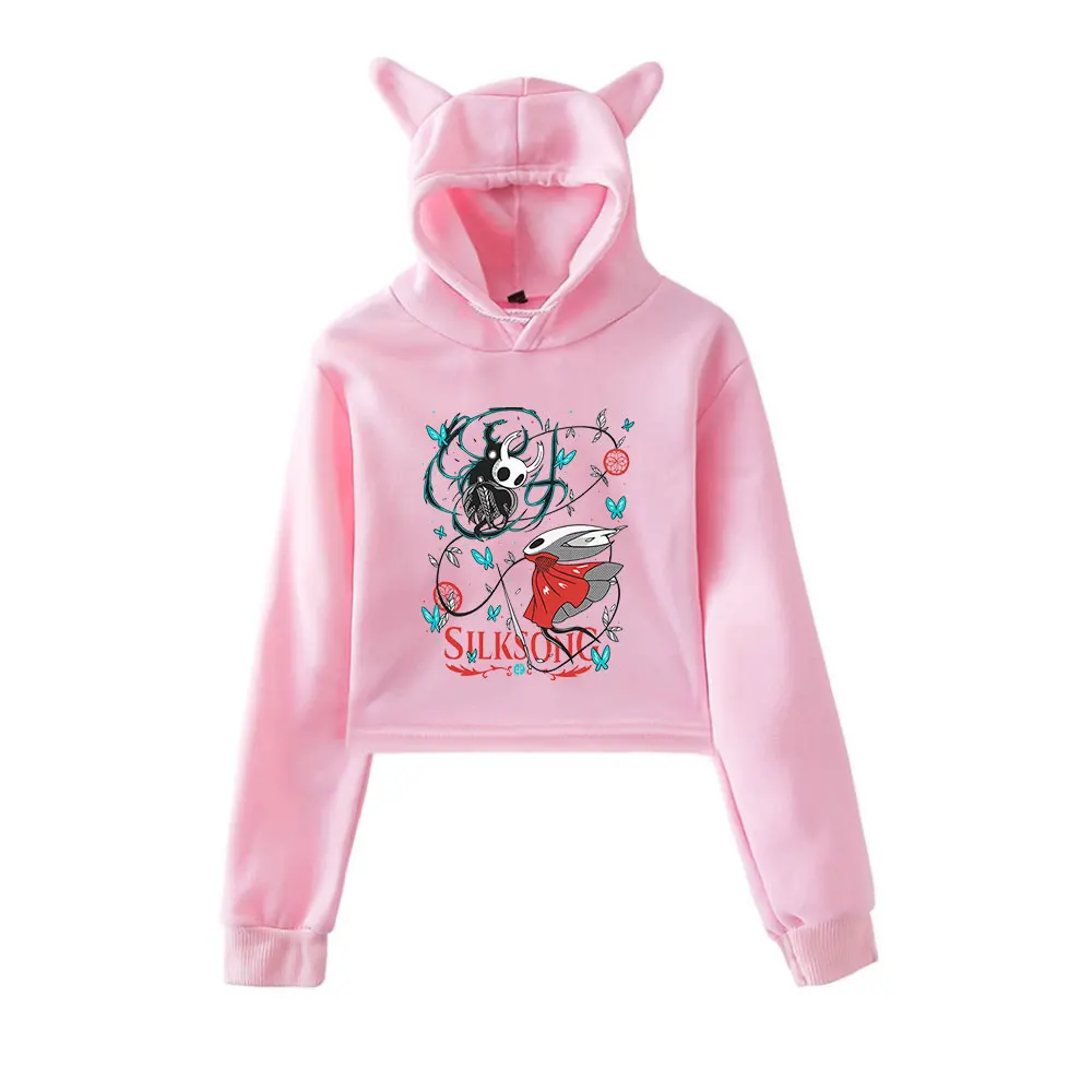 Hollow Knight Merch винтажная уличная одежда 90-х годов с логотипом, толстовки с капюшоном для девочек, укороченный модный спортивный пуловер с кошачьими ушками
Hollow Knight Merch винтажная уличная одежда 90-х годов с логотипом, толстовки с капюшоном для девочек, укороченный модный спортивный пуловер с кошачьими ушками
