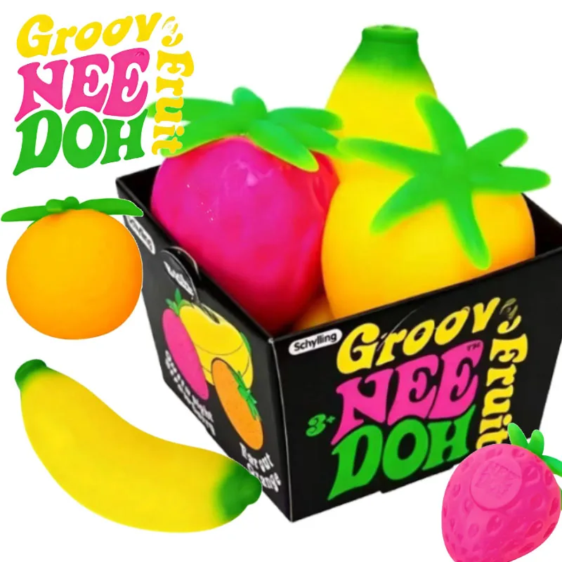 Groovy NeeDoh Fruit Squeeze Toy, Soft Stretch Fidget Squishy Banana Strawberry Orange Stress Relief Ball for Adult & Kids
Groovy NeeDoh Fruit Squeeze Toy, Soft Stretch Fidget Squishy Banana Strawberry Orange Stress Relief Ball for Adult & Kids