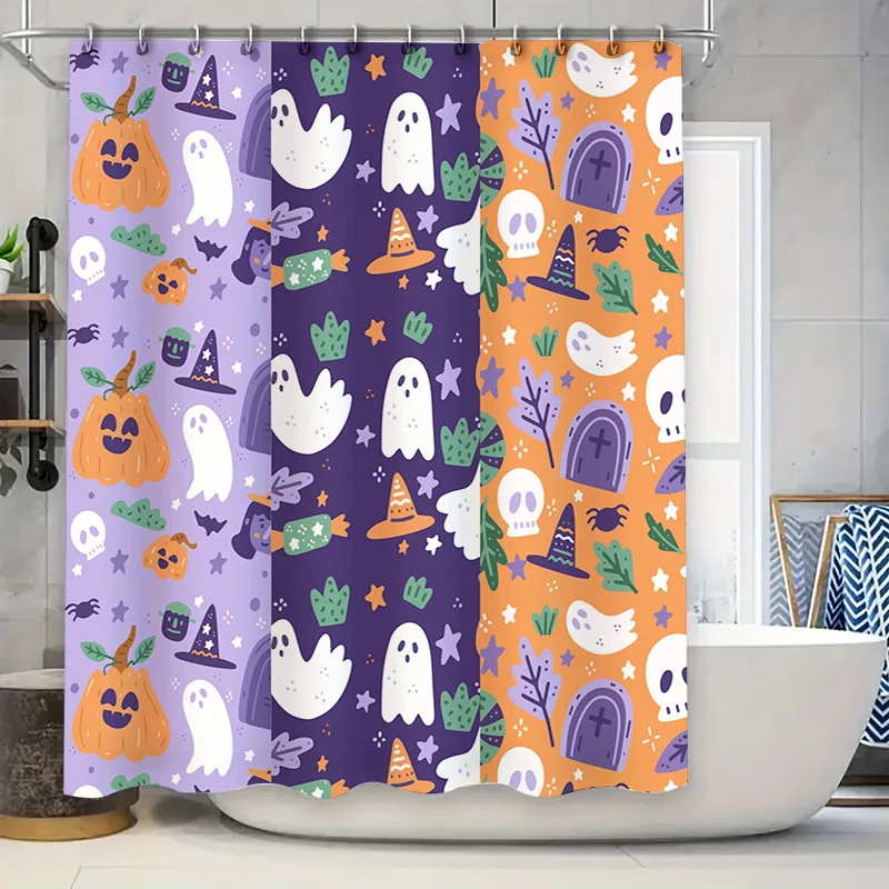 Набор занавесок для ванной на Хэллоуин, декоративные занавески для душа «Ведьма, призраки, тыквы» для детской ванной комнаты, фиолетовые, оранжево-зеленые цвета
Набор занавесок для ванной на Хэллоуин, декоративные занавески для душа «Ведьма, призраки, тыквы» для детской ванной комнаты, фиолетовые, оранжево-зеленые цвета