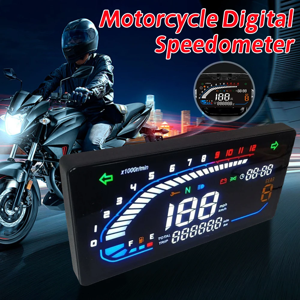 Motorcycle Multifunction LCD Digital Speedometer Tachometer Odometer HUD Display Gear Fuel Indicator Universal for 12V Motorbike
Motorcycle Multifunction LCD Digital Speedometer Tachometer Odometer HUD Display Gear Fuel Indicator Universal for 12V Motorbike